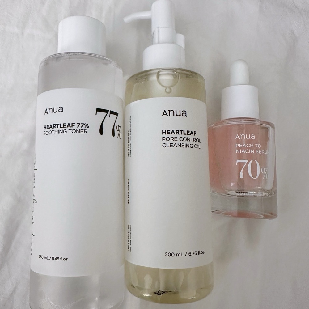 Anua Cleansing Oil, Toner, and Peach Serum 🍑 TikTok viral beauty Korean Beauty